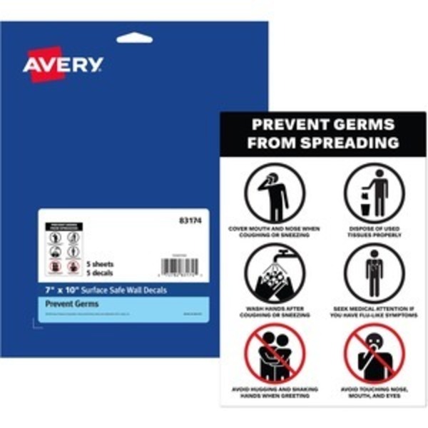 Avery Decals, Wall, Prevent, Germs AVE83174